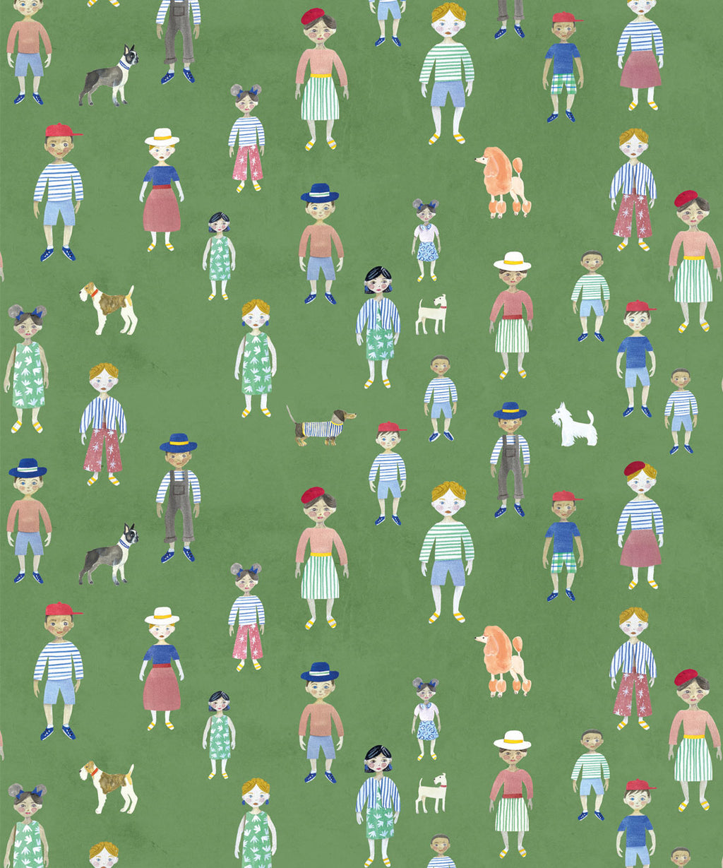 Paper Dolls Wallpaper, Green