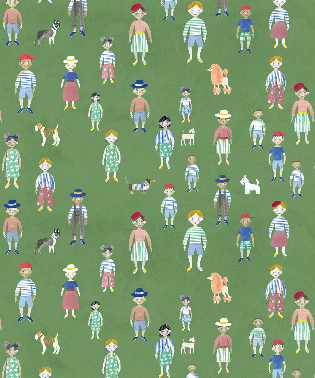 Paper Dolls Wallpaper, Green