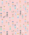 Paper Dolls Wallpaper, Pink