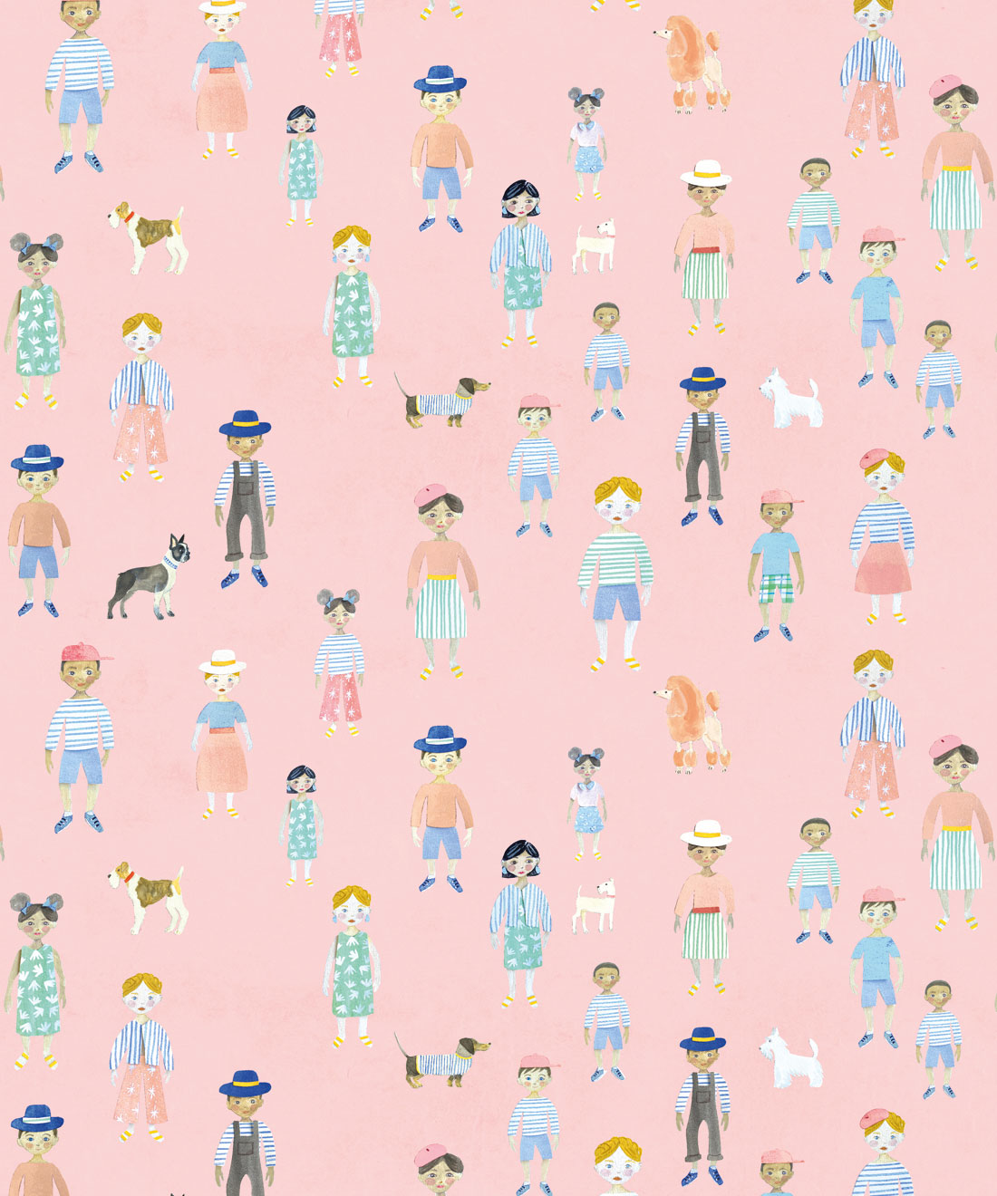 Paper Dolls Wallpaper, Pink