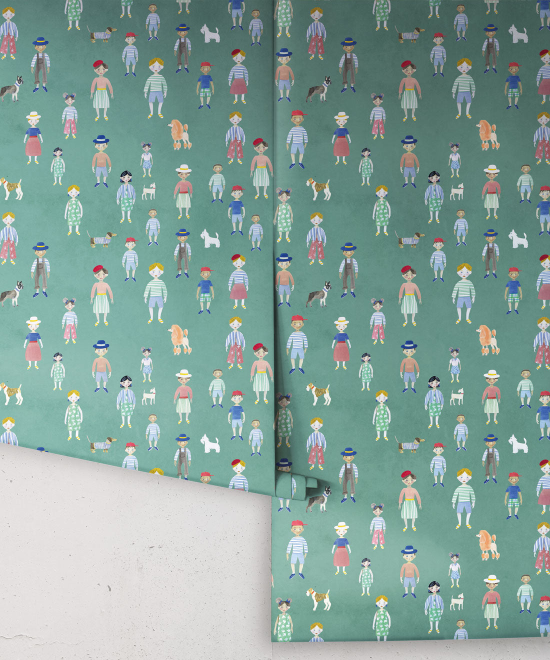 Paper Dolls Wallpaper, Turquoise