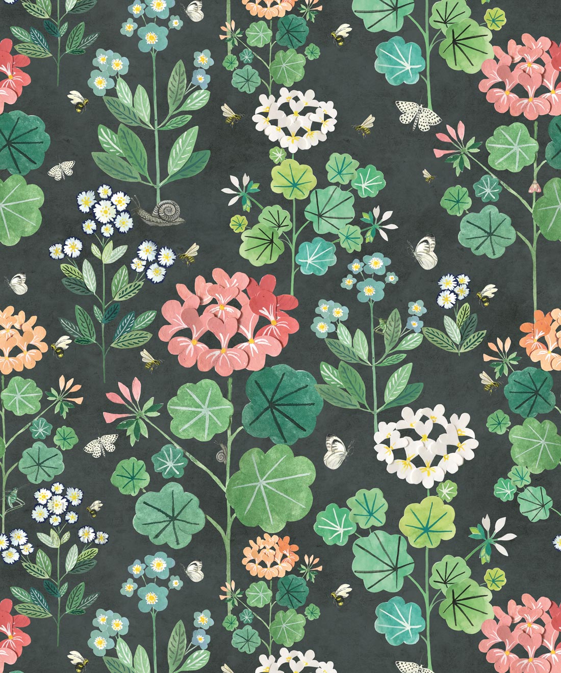 Sophie’s Garden Wallpaper, Charcoal