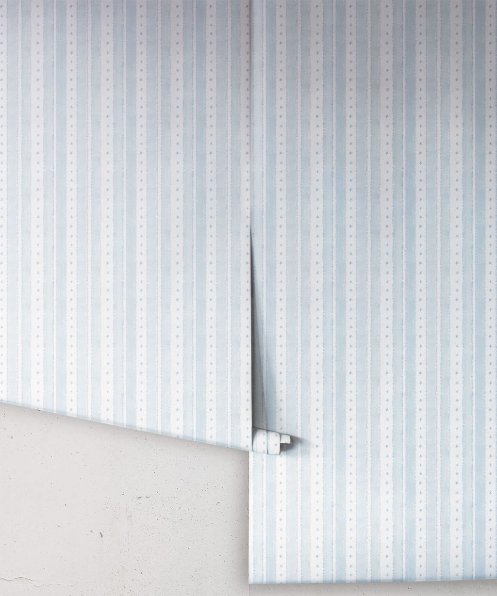 Star Stripe Wallpaper, Dusty Blue