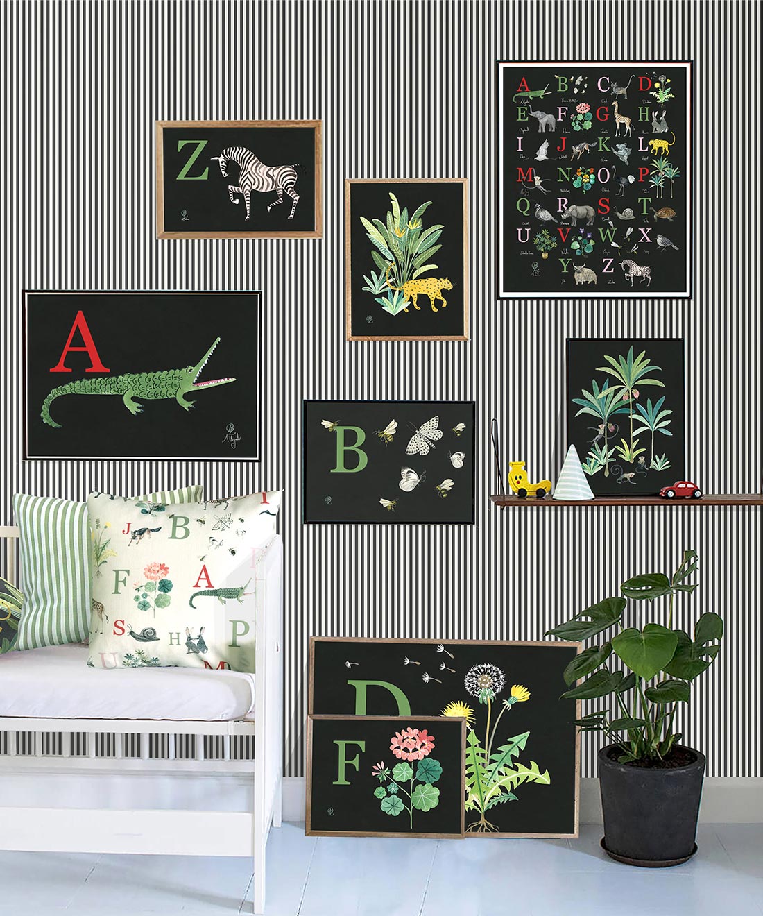 Candy Stripe Wallpaper, Charcoal