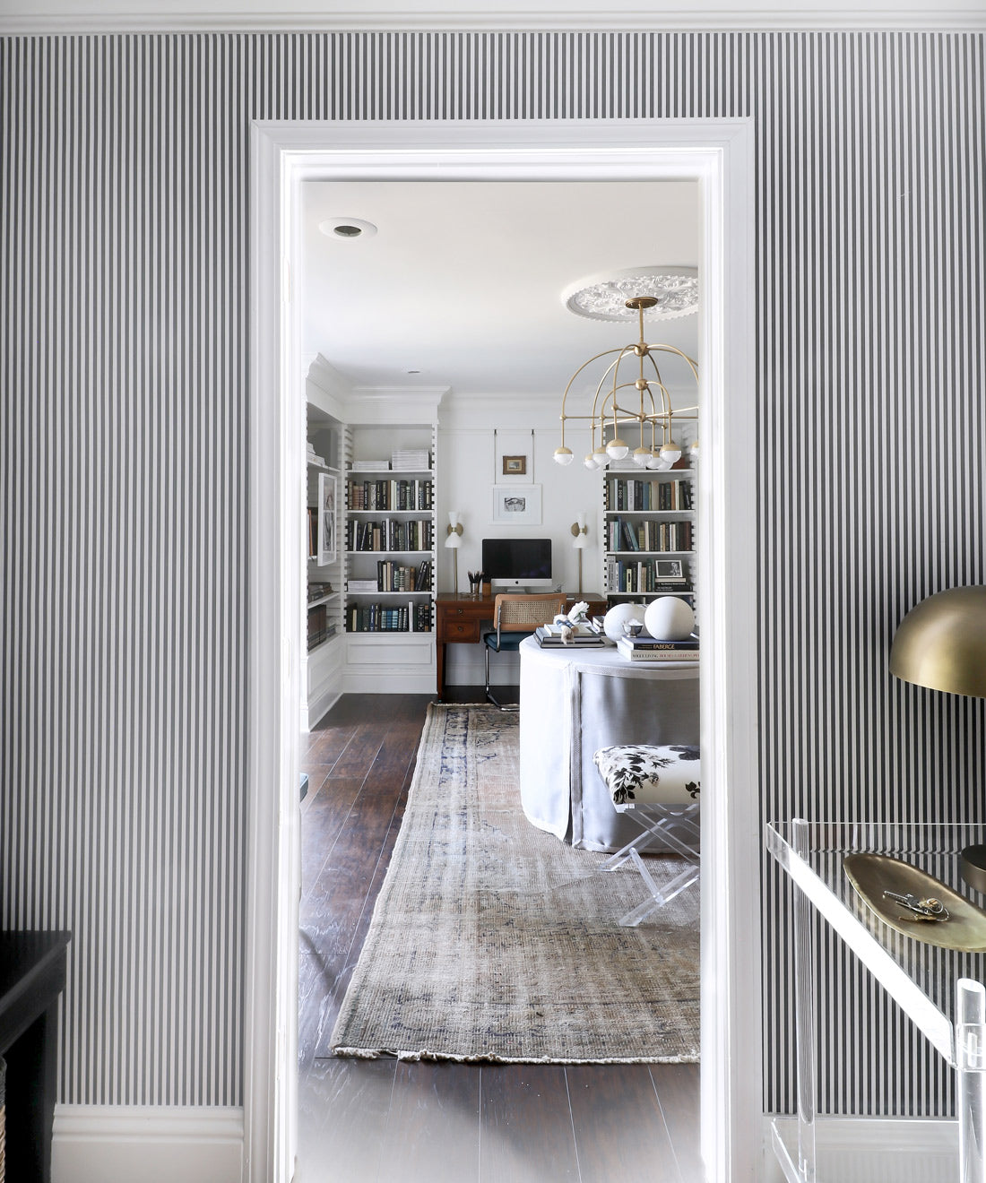 Candy Stripe Wallpaper, Charcoal