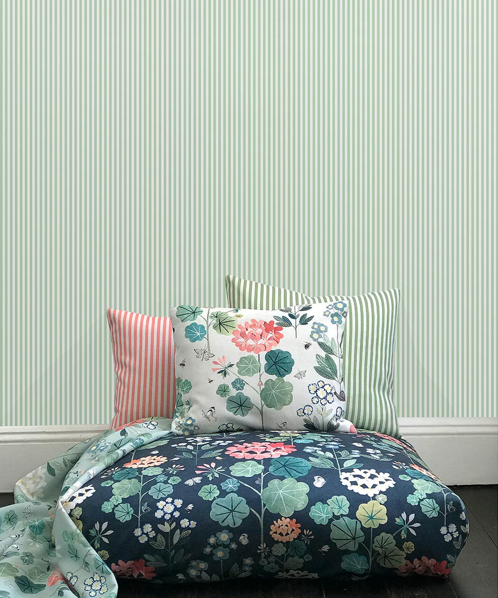 Candy Stripe Wallpaper, Sea Spray