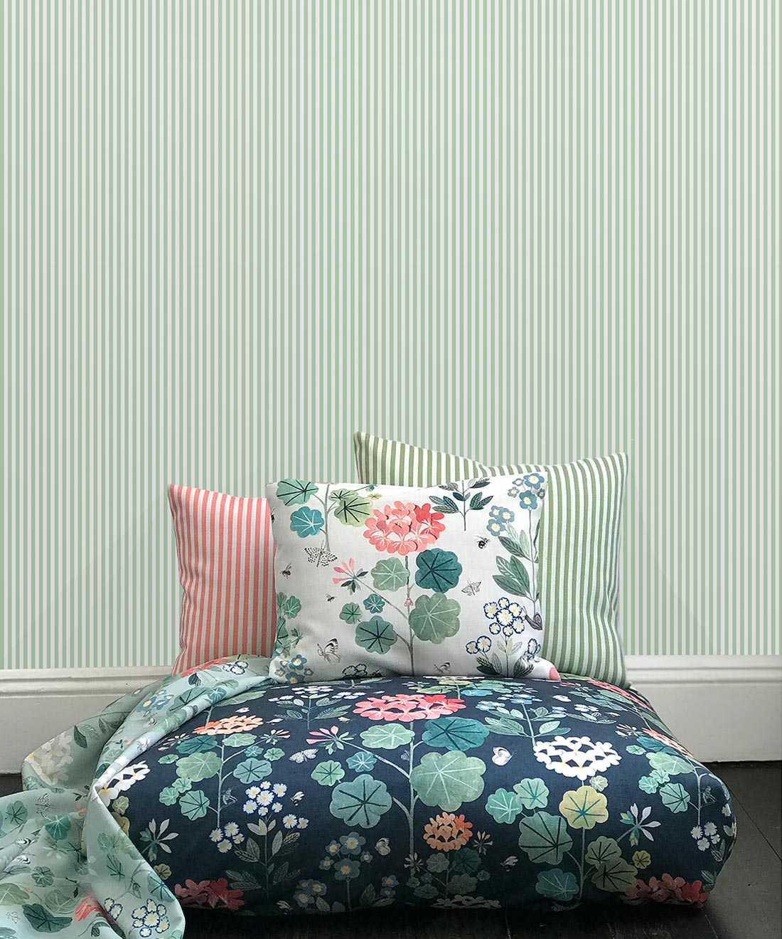 Candy Stripe Wallpaper, Sea Spray
