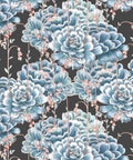 Succulents Wallpaper, Blue Charcoal