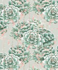Succulents Wallpaper, Green Beige