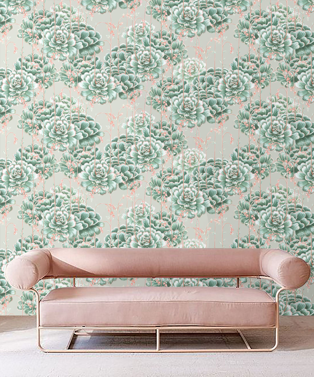 Succulents Wallpaper, Green Beige