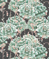 Succulents Wallpaper, Green Charcoal
