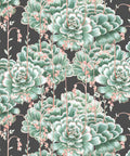Succulents Wallpaper, Green Charcoal