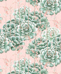 Succulents Wallpaper, Green Pink