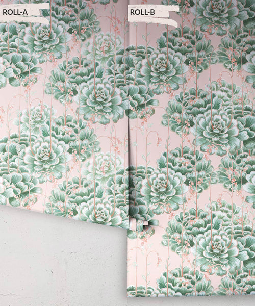 Papel tapiz Succulents, verde y rosa