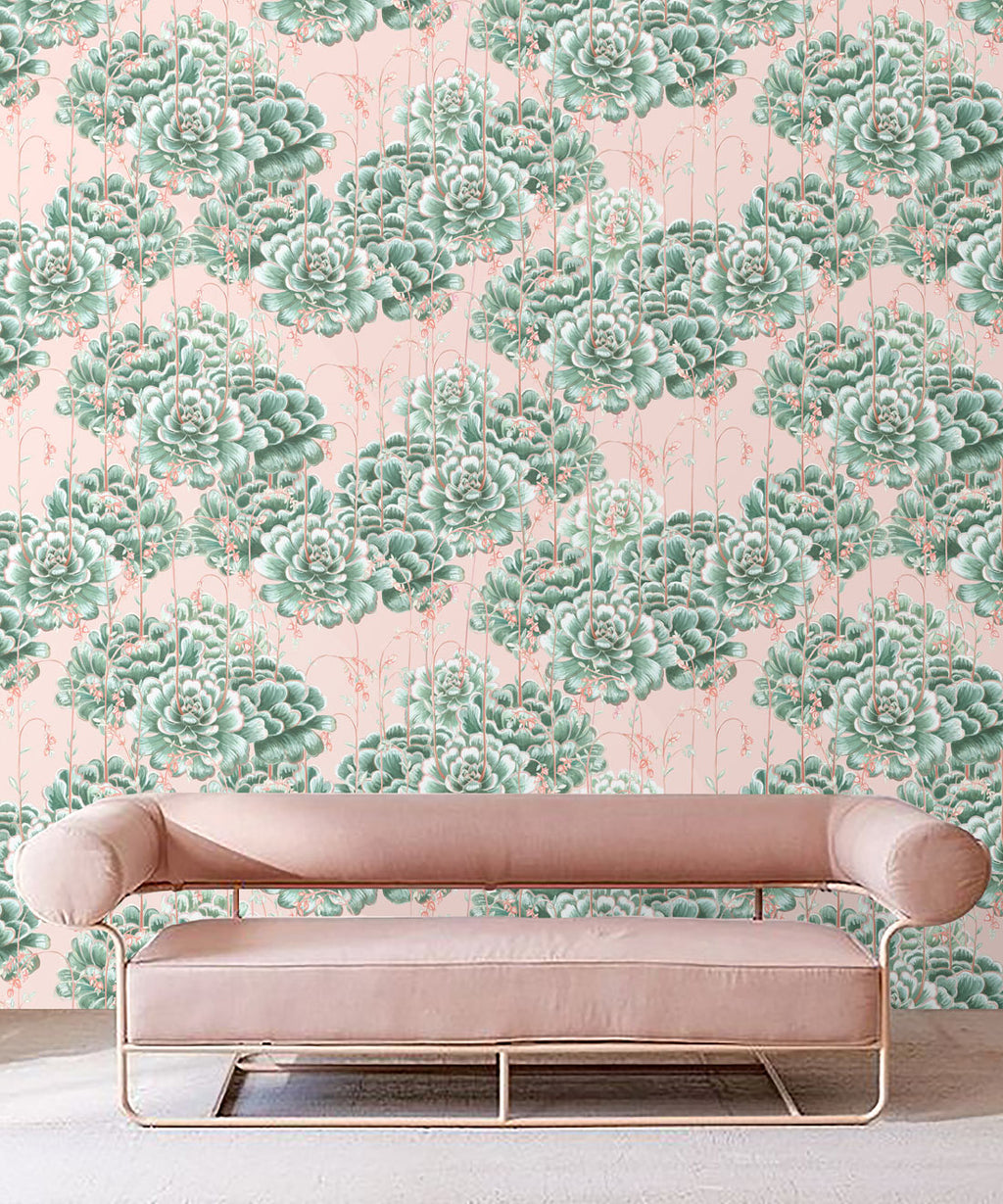 Succulents Wallpaper, Green Pink