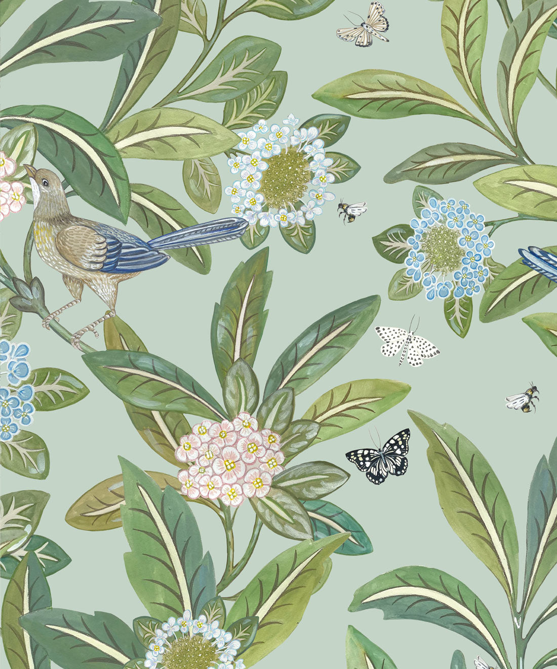 Sunny Garden Wallpaper, Aqua