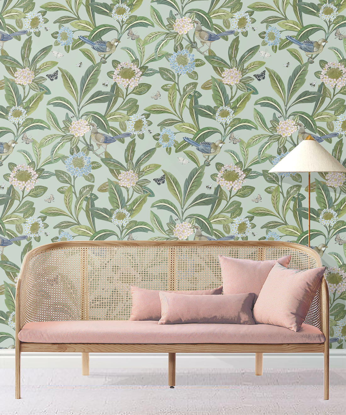 Sunny Garden Wallpaper, Aqua