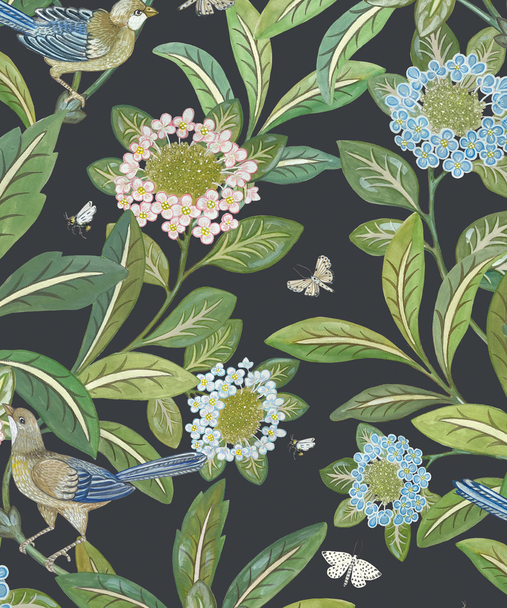 Sunny Garden Wallpaper, Charcoal