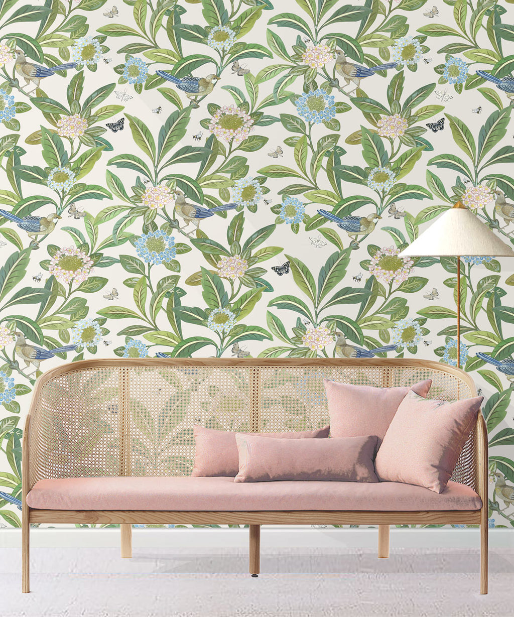 Sunny Garden Wallpaper, Ivory