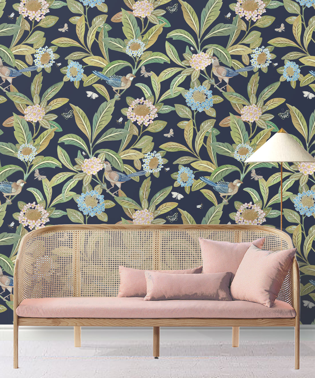 Sunny Garden Wallpaper, Navy