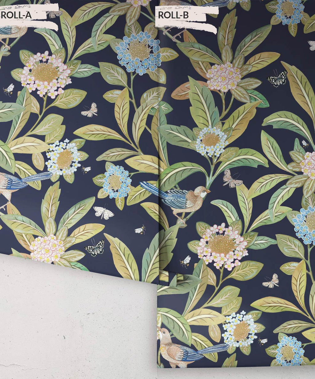 Sunny Garden Wallpaper, Navy