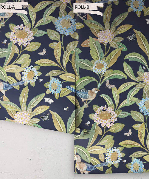 Sunny Garden Wallpaper, Navy