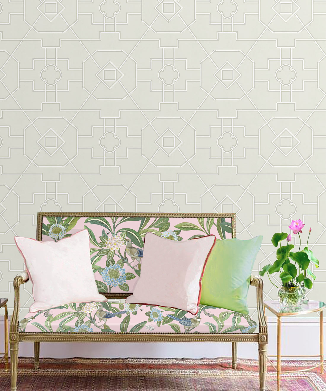 Trellis Wallpaper, Beige