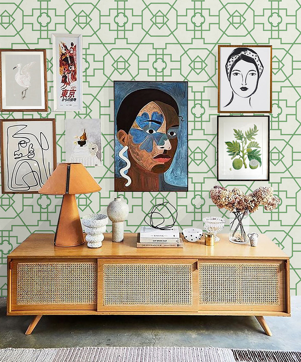 Trellis Wallpaper, Ivory