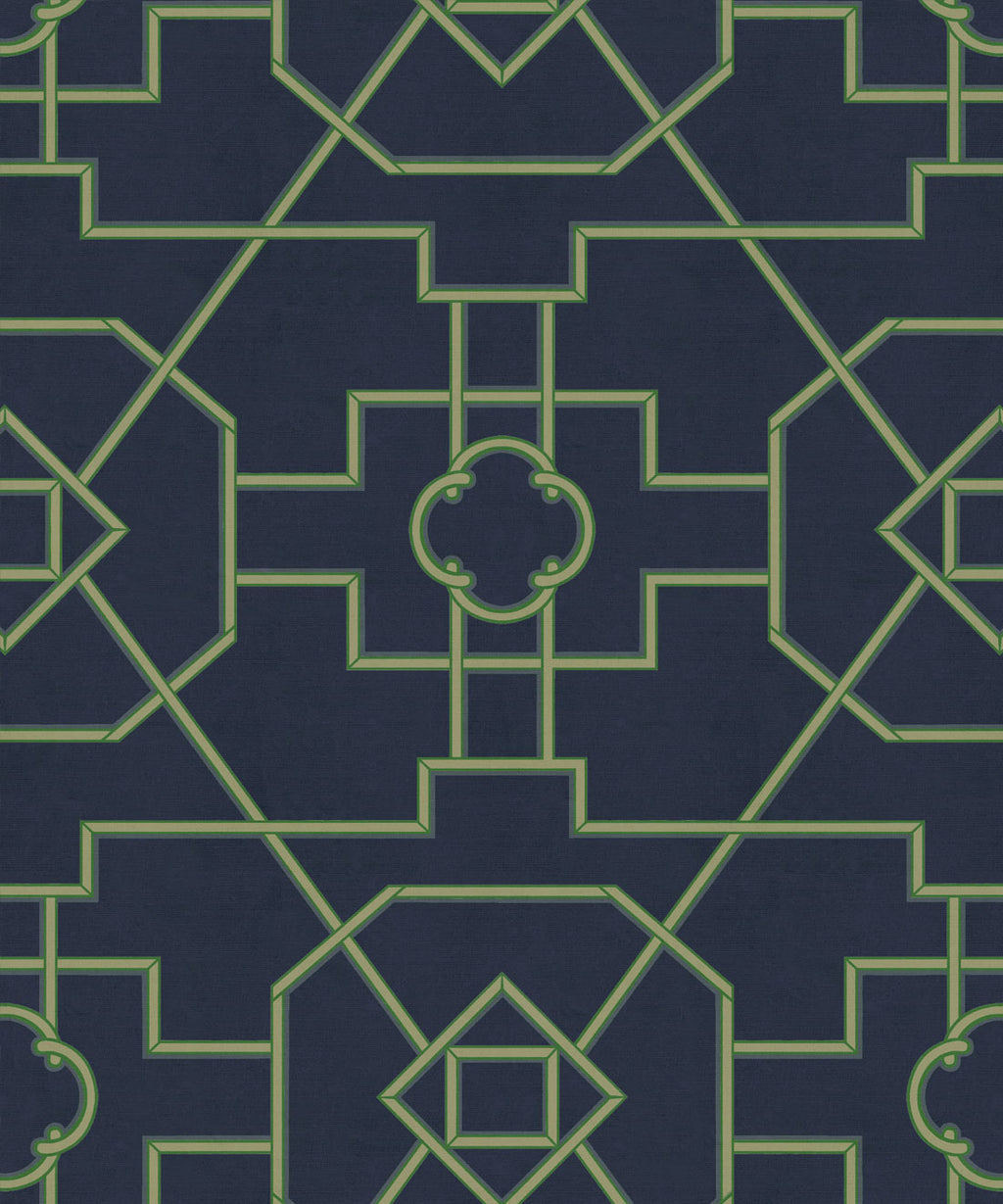 Trellis Wallpaper, Navy