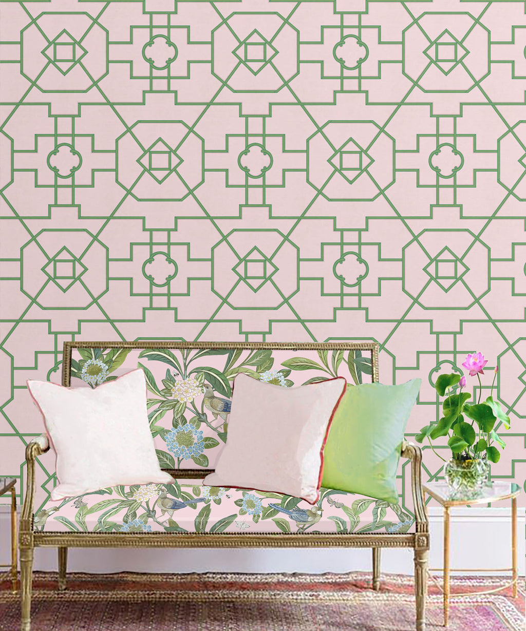 Trellis Wallpaper, Pink