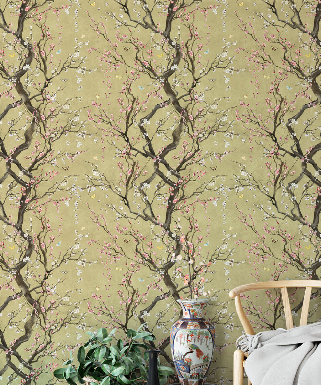 Plum Blossom Wallpaper, Gold