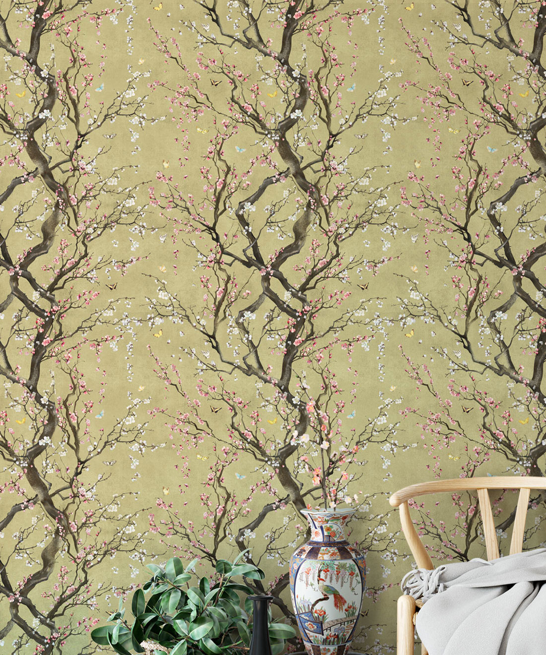 Plum Blossom Wallpaper, Gold