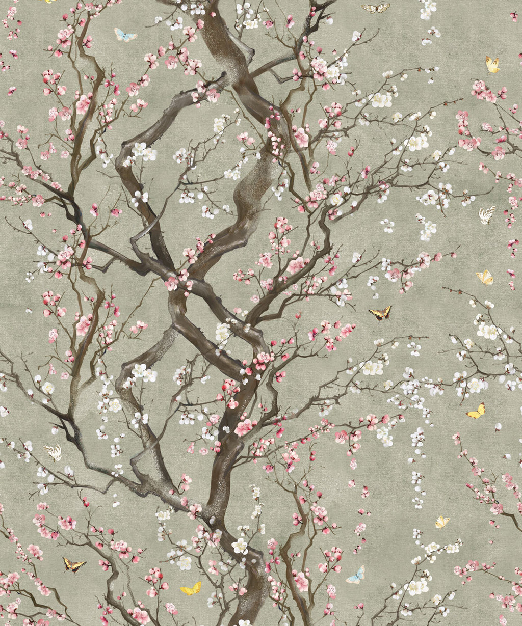 Plum Blossom Wallpaper, Silver
