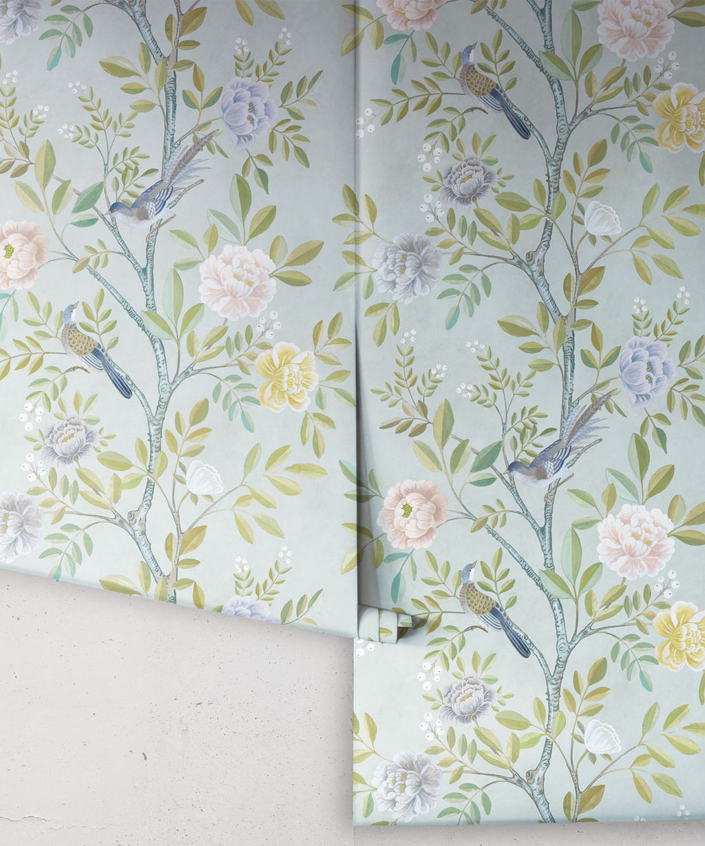Chinoiserie Wallpaper, Aqua