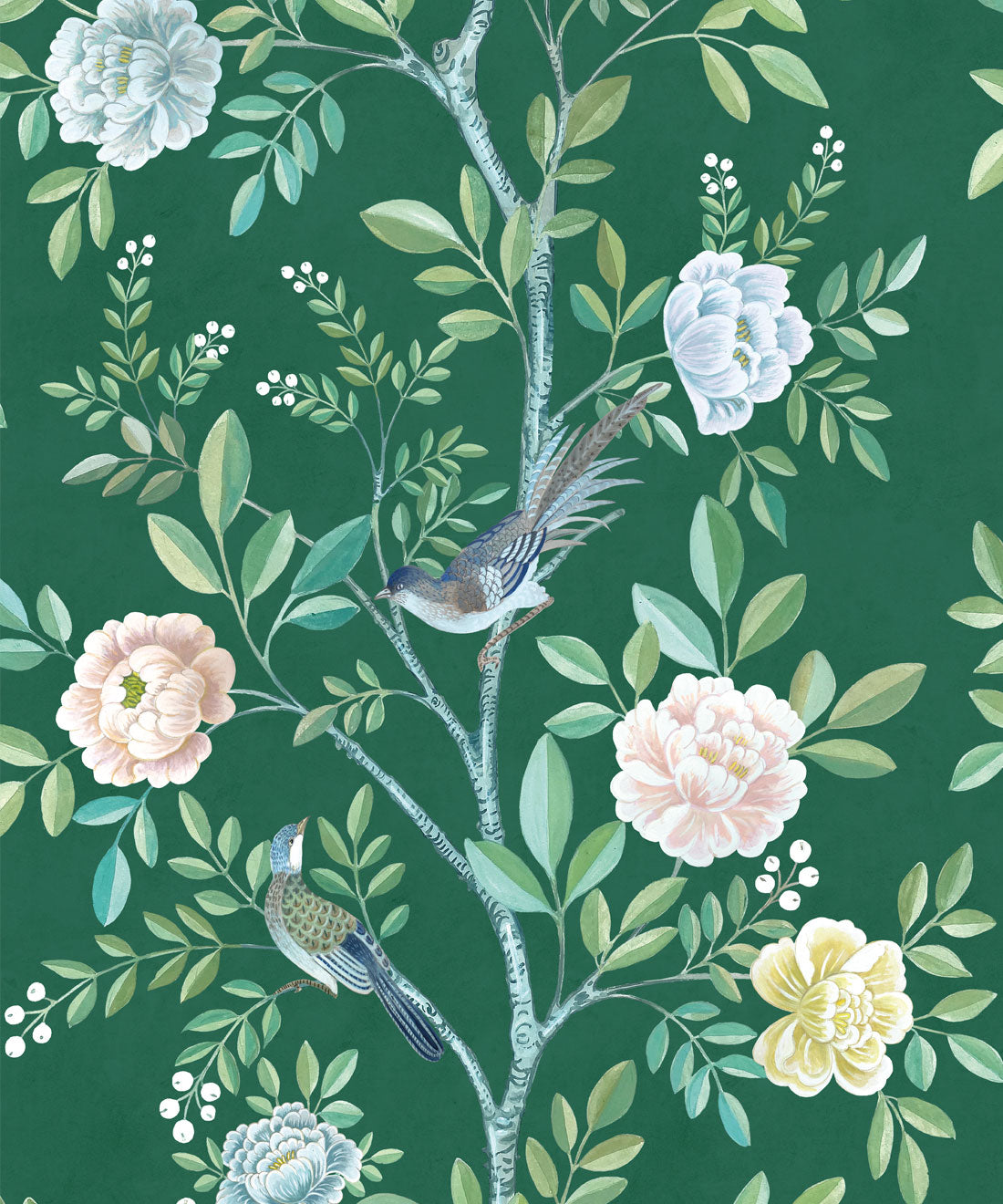 Chinoiserie Wallpaper, Emerald Green