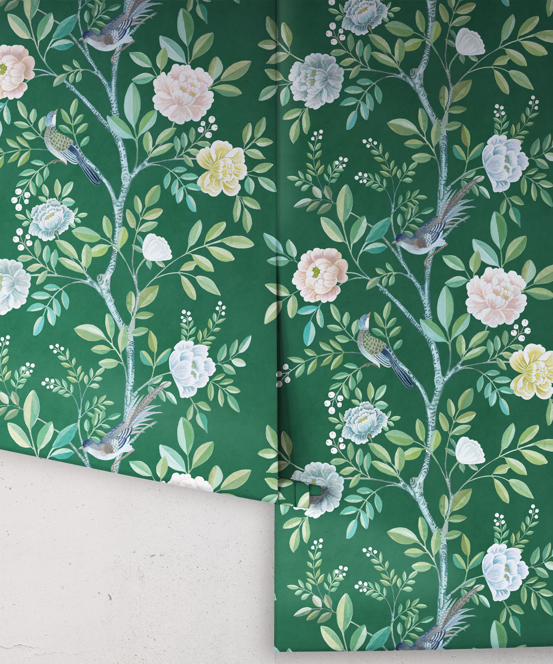 Chinoiserie Wallpaper, Emerald Green