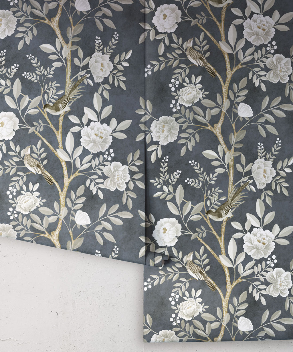 Chinoiserie Wallpaper, Navy