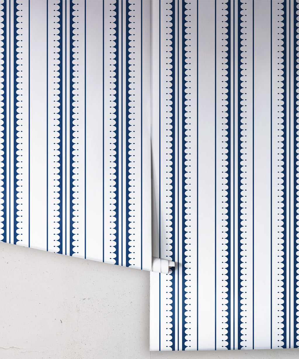 Coquille Wallpaper, Royal Blue