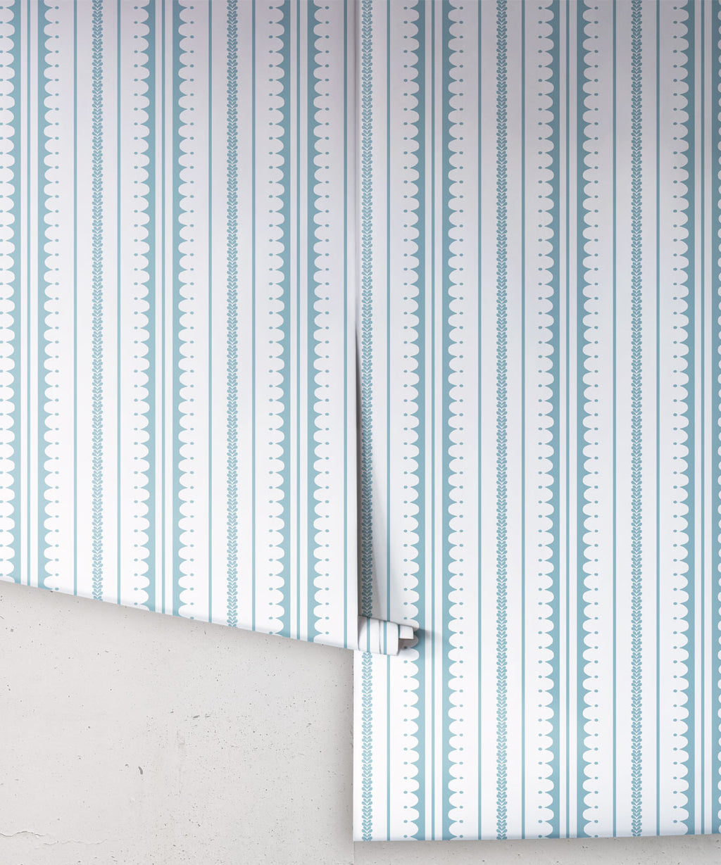 La Grand Coquille Wallpaper, Powder Blue