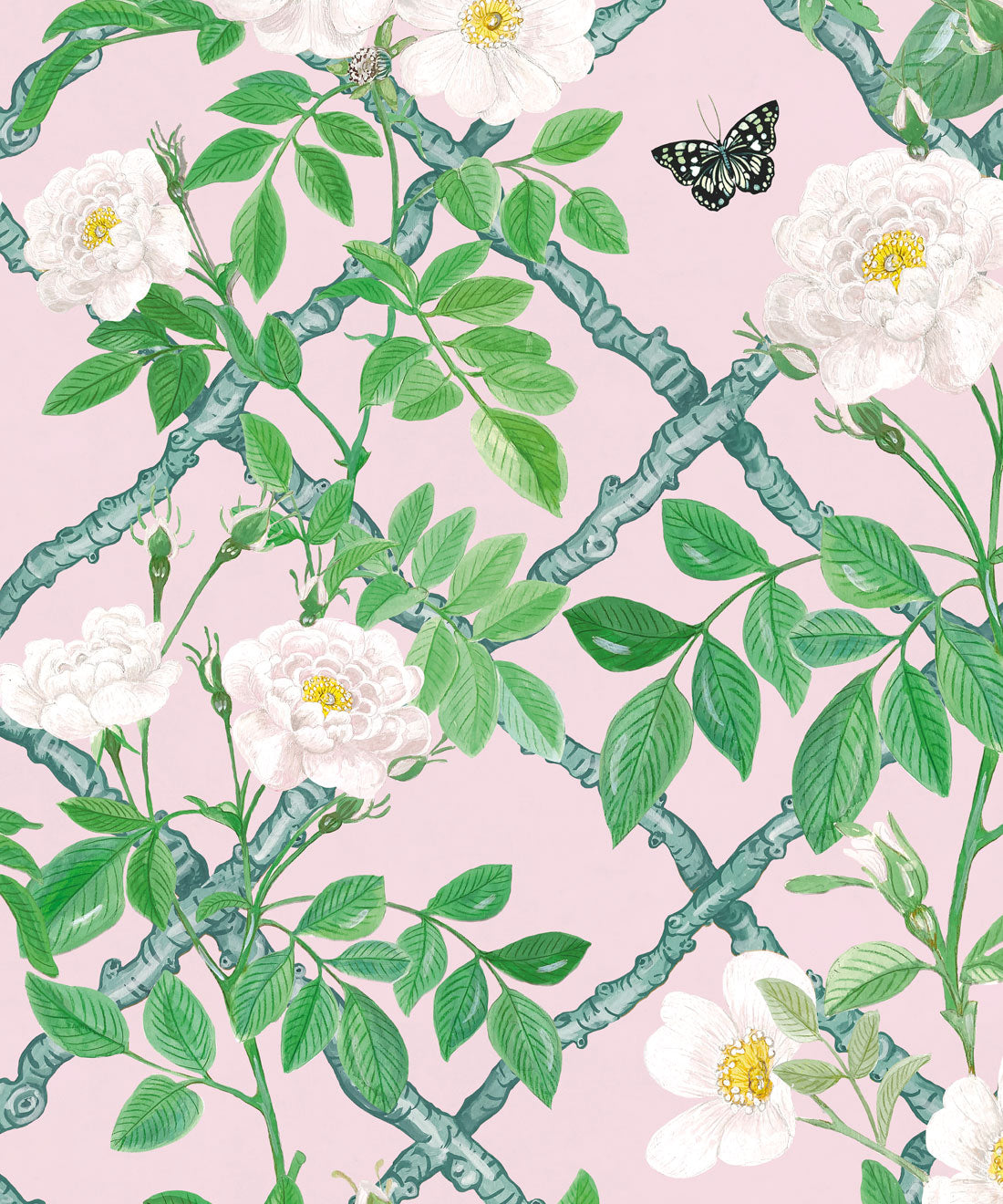Treillage Wallpaper, Blush