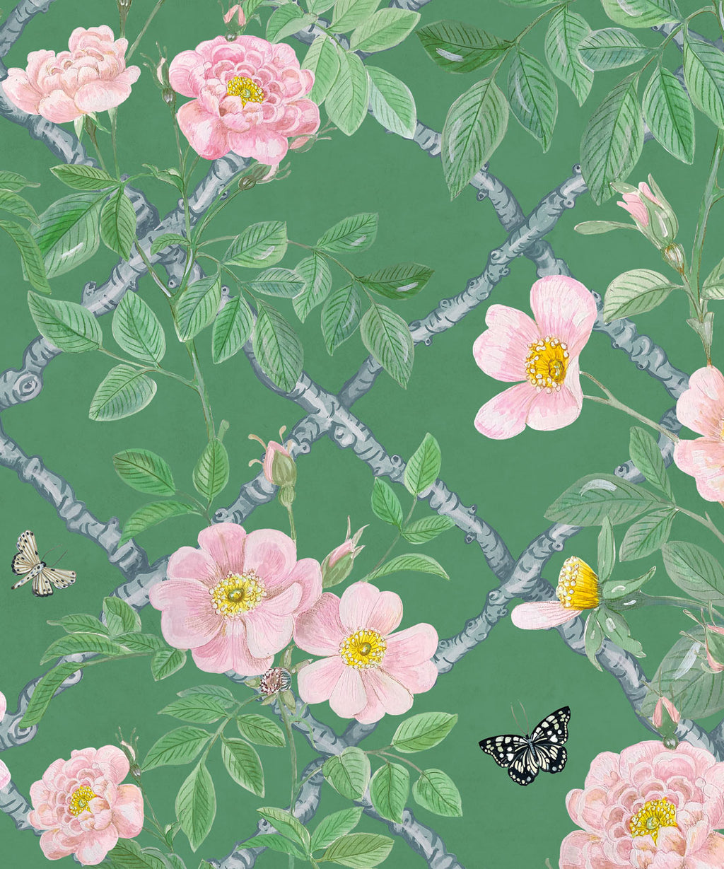 Treillage Wallpaper, Forest Green