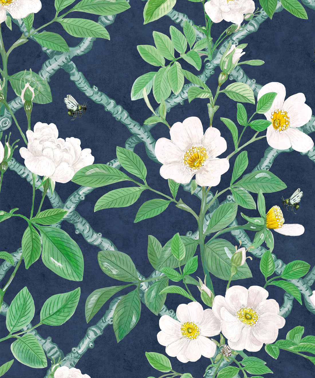 Treillage Wallpaper, Royal Blue