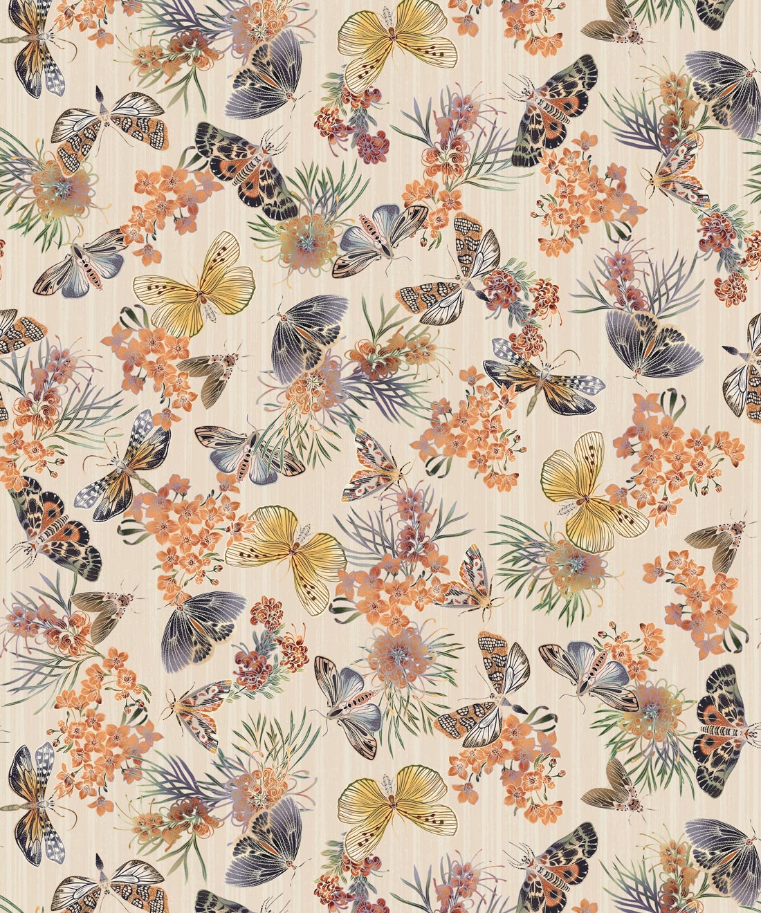 Moth Wallpaper, Ivory