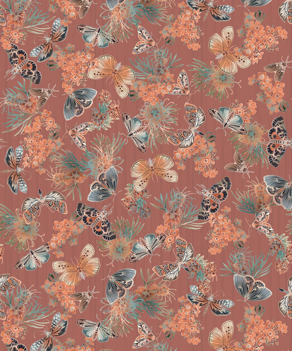 Moth Wallpaper, Rosewood