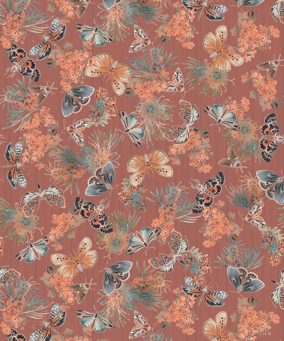 Moth Wallpaper, Rosewood