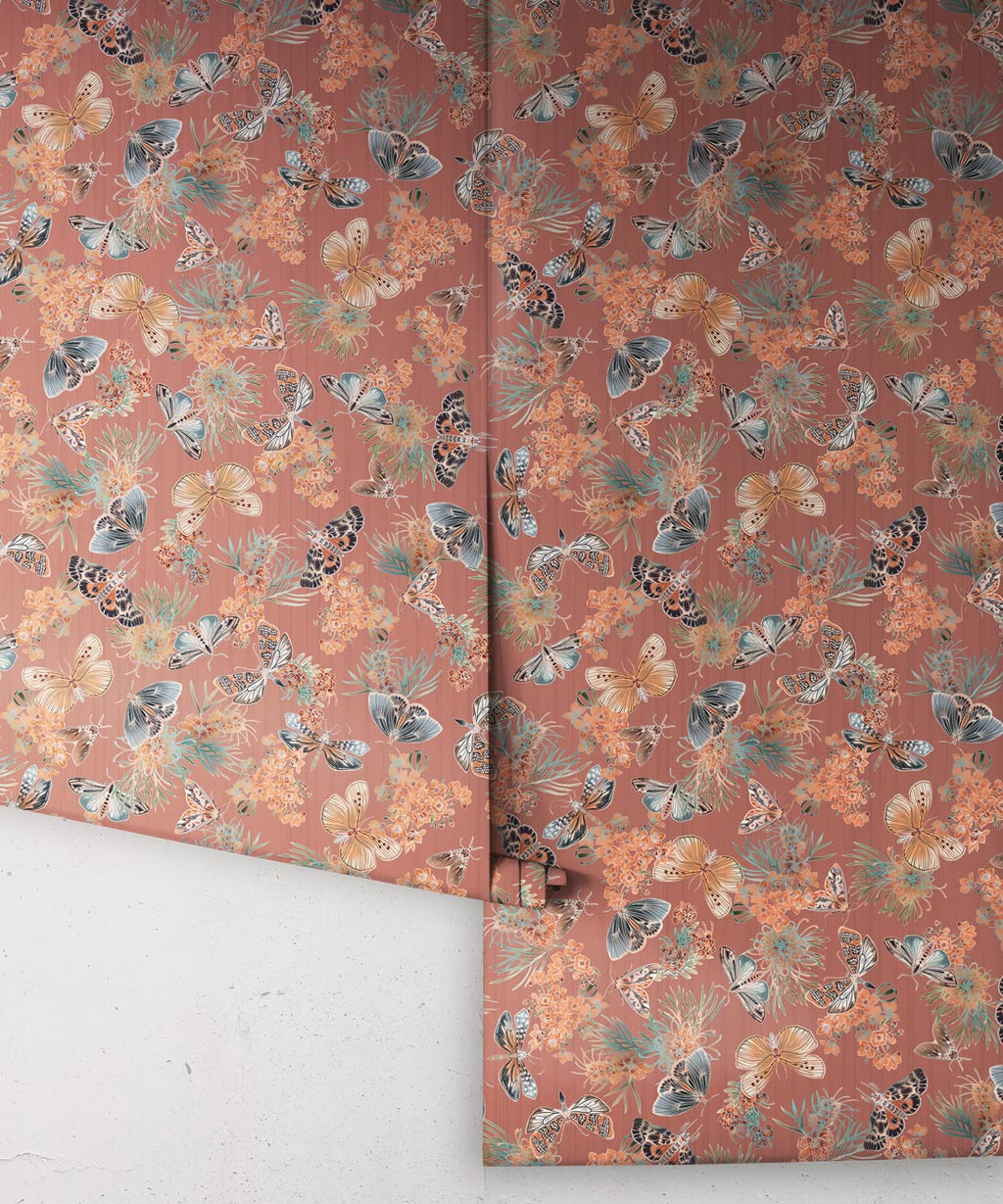 Moth Wallpaper, Rosewood