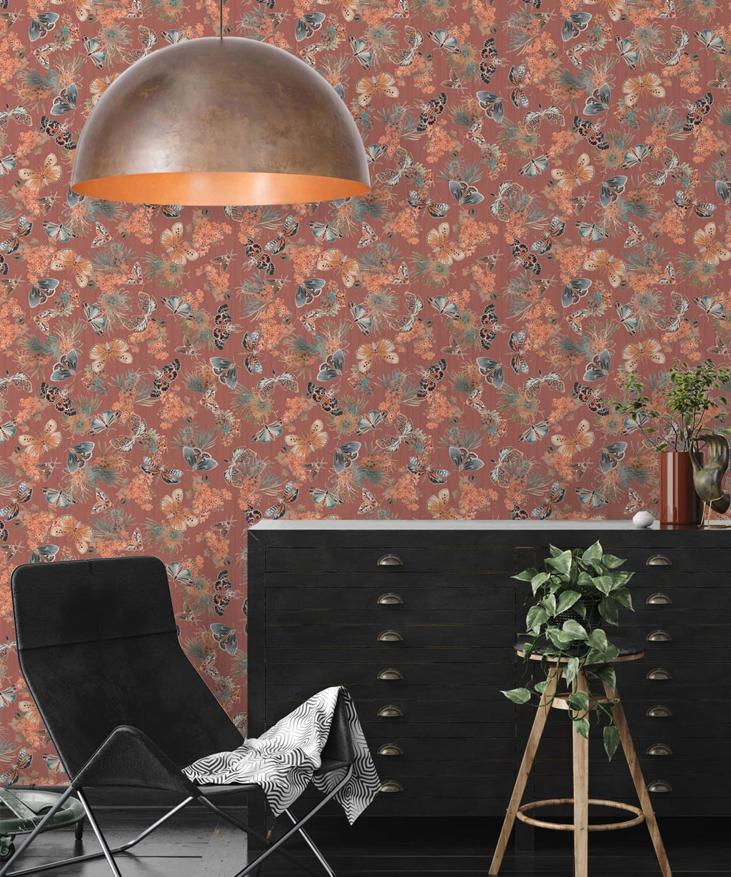 Moth Wallpaper, Rosewood