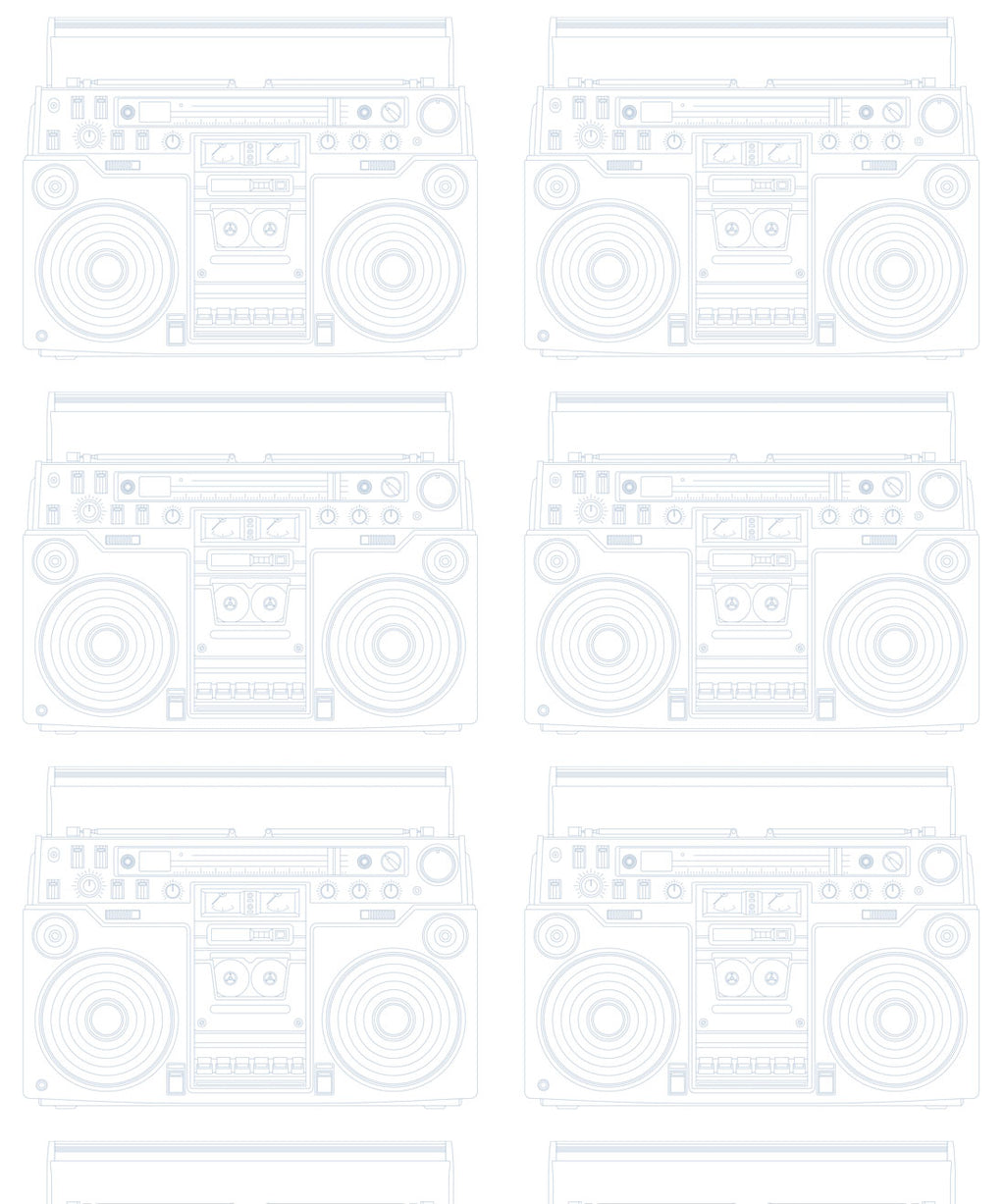 Boom Box Wallpaper, Pale Blue
