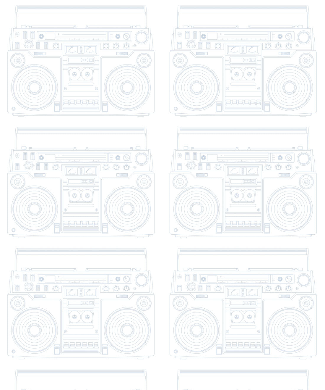 Boom Box Wallpaper, Pale Blue