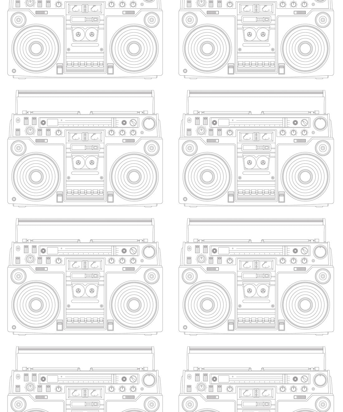 Boom Box Wallpaper, White